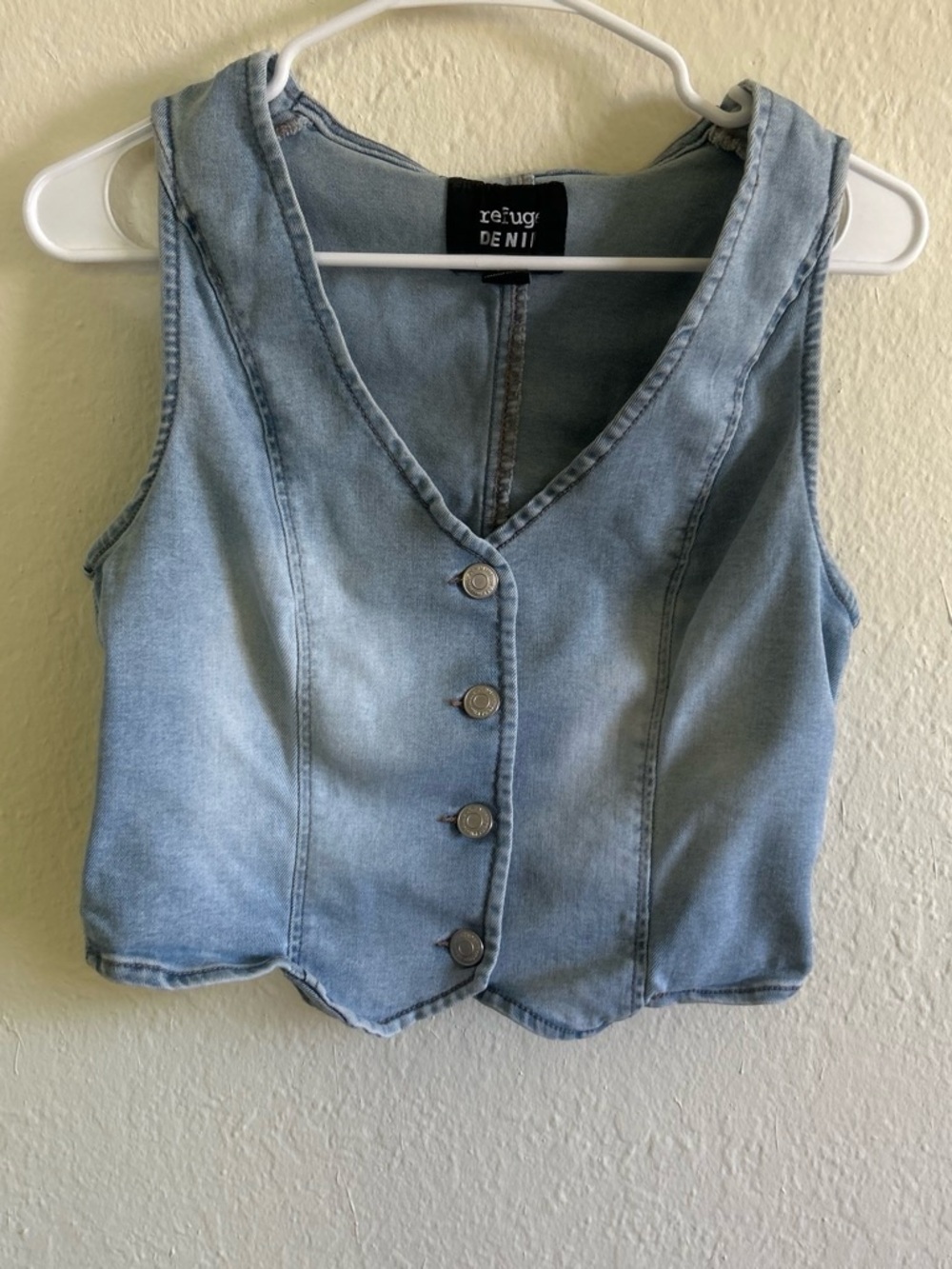 refuge Light Blue Denim Button-Front Vest